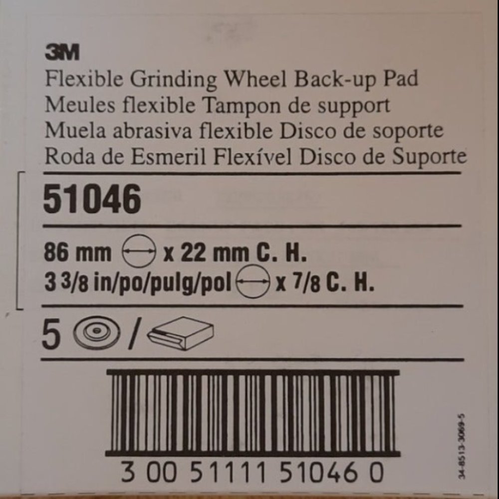 Flexible 3M Grinding Wheel Back Up Pad 5 Pack # 51046 Grinder Accessory
